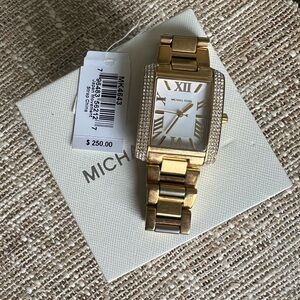 ⭐️Michael Kors Gold Rectangular Watch with Crystal Details⭐️